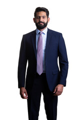 A young man wearing suit on a white background