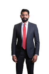 Fototapeta premium A young man wearing suit on a white background