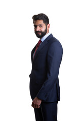 A young man wearing suit on a white background