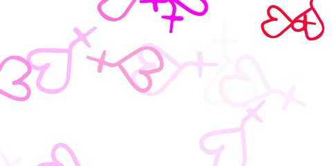 Light Pink vector pattern with feminism elements.
