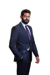 A young man wearing suit on a white background