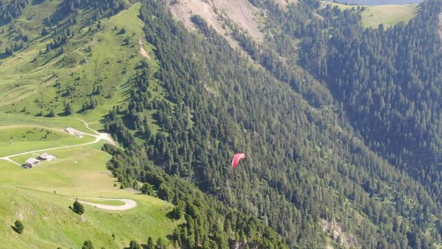 Paragliding in Dolomites, Italy - aerial view
