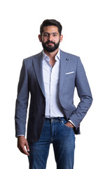 Fototapeta premium A young man wearing suit on a white background