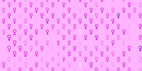 Light Purple vector backdrop with women power symbols.