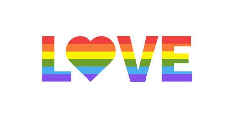 Love with Heart Rainbow. Heart shape in lgbtq flag on white background. Pride Month Symbols. Love is love concept. Vector illustration