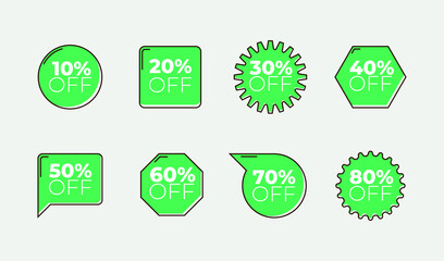 Tag Sale Discount Promotion Sale Green Vector Flat Design