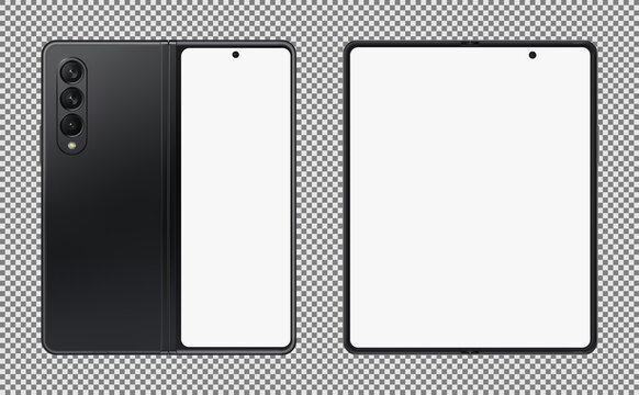 Samsung galaxy z fold 3 mockup on transparent background