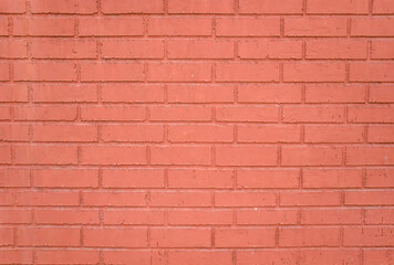Red cement brick wall as background and texture