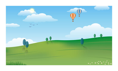Fototapeta premium Calm landscape. Cartoon style. Vector illustration. Isolated white background.