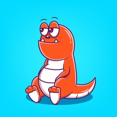 hand drawn cute lazy monster cartoon vector illustration