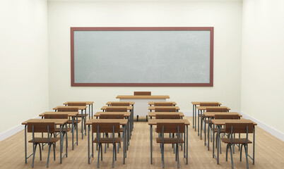 An Empty school classroom interior 3d illustration