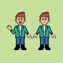 Fototapeta premium happy cute kid boy wear suit blazer, vector cartoon cute