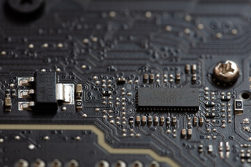 Fototapeta na wymiar Closeup of fragments of motherboard