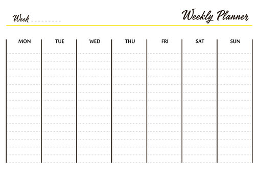 Weekly Mini Planner Yellow Color Minimalism Simple Style