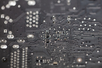 Closeup of fragments of motherboard