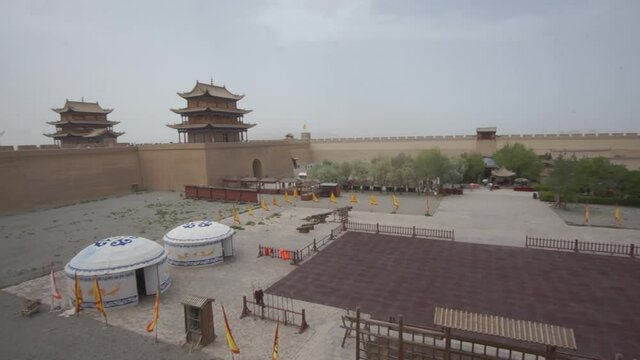 Pan left | Jiayuguan castle courtyard in Gansu, western China | Silk Road