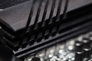 Closeup of fragments of motherboard