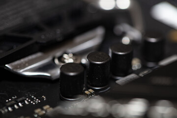 Closeup of fragments of motherboard
