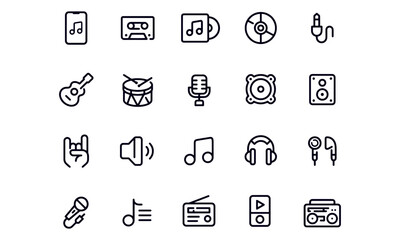  Audio and Music Line Icons Set vector design 