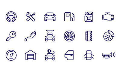 Car Service Icons Set Editable Stroke vector design 