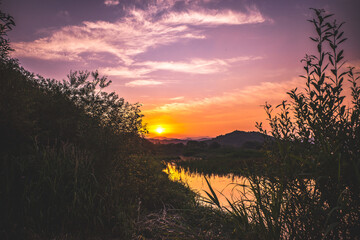 sunset over the lake