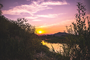 sunset in the mountains