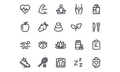 Health Line Icons Set vector design 