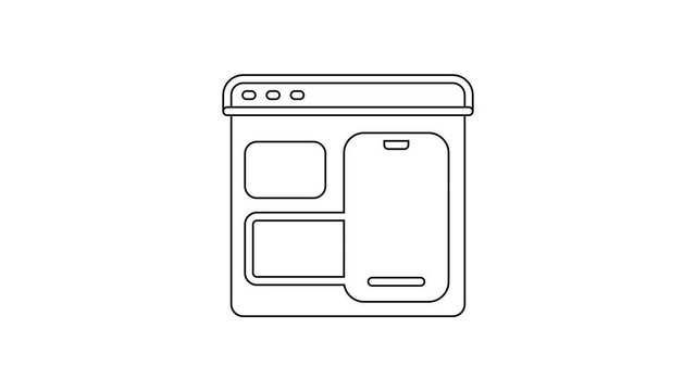 Black line Software, web developer programming code icon isolated on white background. Javascript computer script random parts of program code. 4K Video motion graphic animation