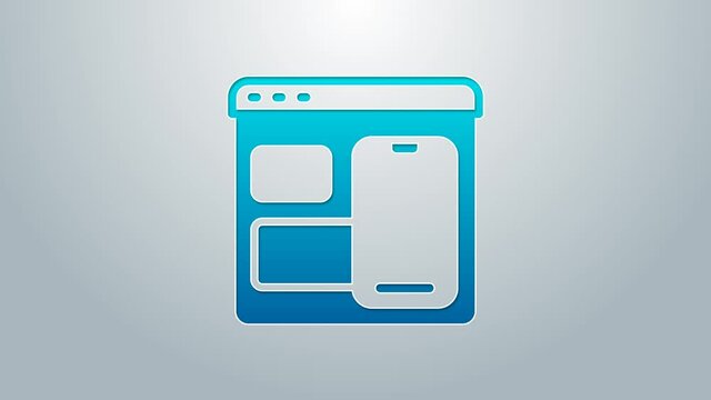 Blue line Software, web developer programming code icon isolated on grey background. Javascript computer script random parts of program code. 4K Video motion graphic animation