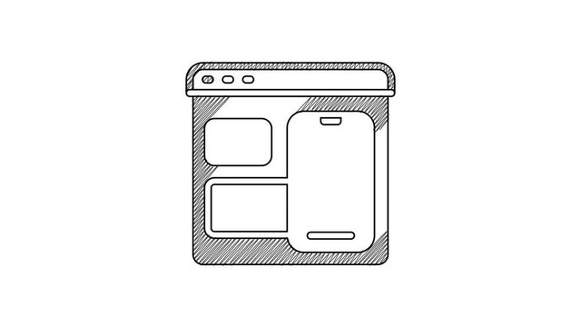 Black line Software, web developer programming code icon isolated on white background. Javascript computer script random parts of program code. 4K Video motion graphic animation