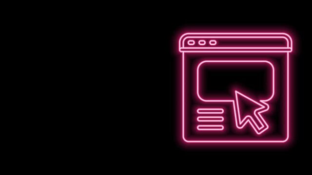 Glowing neon line UI or UX design icon isolated on black background. 4K Video motion graphic animation