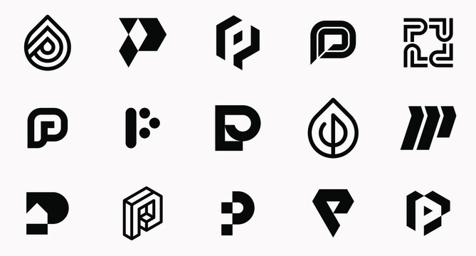 Letter P Initial Modern Logo Set