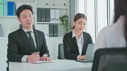 Asian group of business recruit people interview applicant in office. 