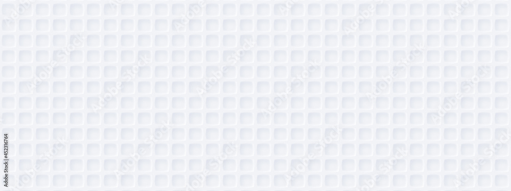 Wall mural white silver soft background with little squares for business presentation. waffle grid texture. abs