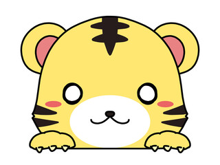 かわいいトラの顔のイラスト素材