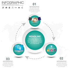 Obraz premium Business Infographic template with 3 options or steps.