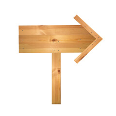 signpost wooden isolated on white. Arrow road sign, empty, wood texture