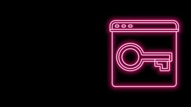 Glowing neon line Secure your site with HTTPS, SSL icon isolated on black background. Internet communication protocol. 4K Video motion graphic animation