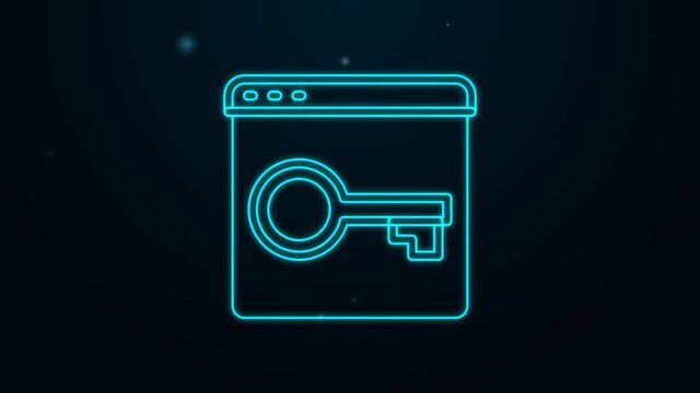 Glowing neon line Secure your site with HTTPS, SSL icon isolated on black background. Internet communication protocol. 4K Video motion graphic animation