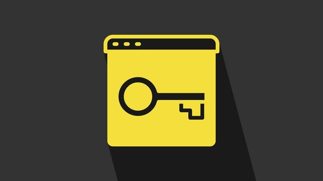Yellow Secure your site with HTTPS, SSL icon isolated on grey background. Internet communication protocol. 4K Video motion graphic animation