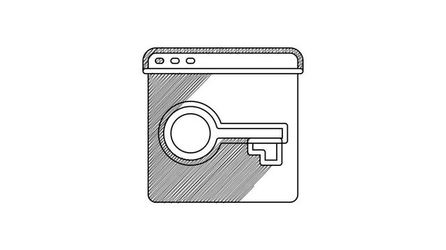 Black line Secure your site with HTTPS, SSL icon isolated on white background. Internet communication protocol. 4K Video motion graphic animation