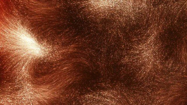 Orange hair pattern full frame abstract background. 3D illustration fiber fur concept of an elegant premium product showcase pack shot. Gold fabric copy space for festive Christmas premium elegance.