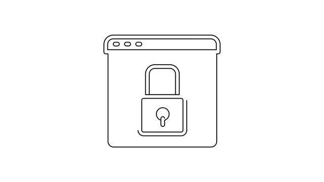 Black line Secure your site with HTTPS, SSL icon isolated on white background. Internet communication protocol. 4K Video motion graphic animation