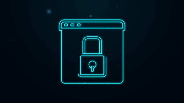 Glowing neon line Secure your site with HTTPS, SSL icon isolated on black background. Internet communication protocol. 4K Video motion graphic animation