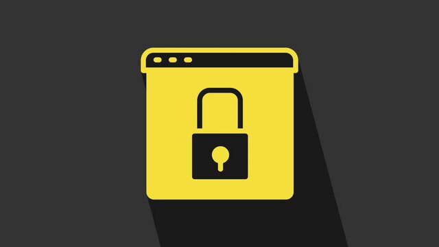 Yellow Secure your site with HTTPS, SSL icon isolated on grey background. Internet communication protocol. 4K Video motion graphic animation