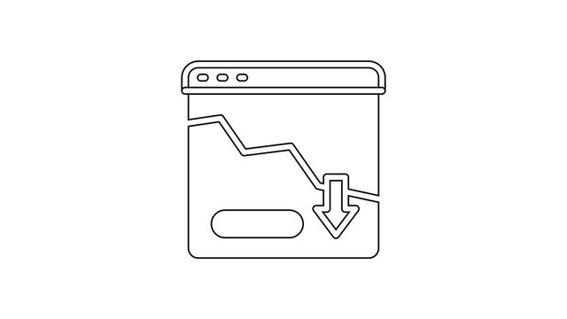 Black line Financial growth decrease icon isolated on white background. Increasing revenue. 4K Video motion graphic animation