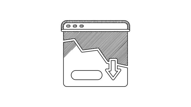 Black line Financial growth decrease icon isolated on white background. Increasing revenue. 4K Video motion graphic animation
