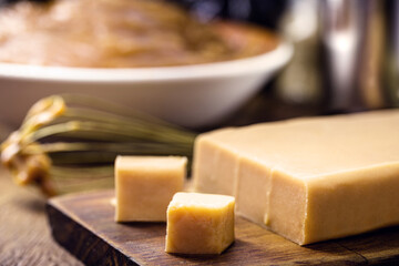 Diced homemade dulce de leche, typical Brazilian and Argentinean sweets