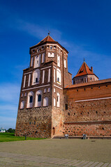 Obraz premium Old beautiful medieval castle fortress with towers. Ancient european architecture