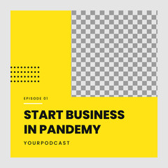 Social media post template for Business theme podcast with photo slot